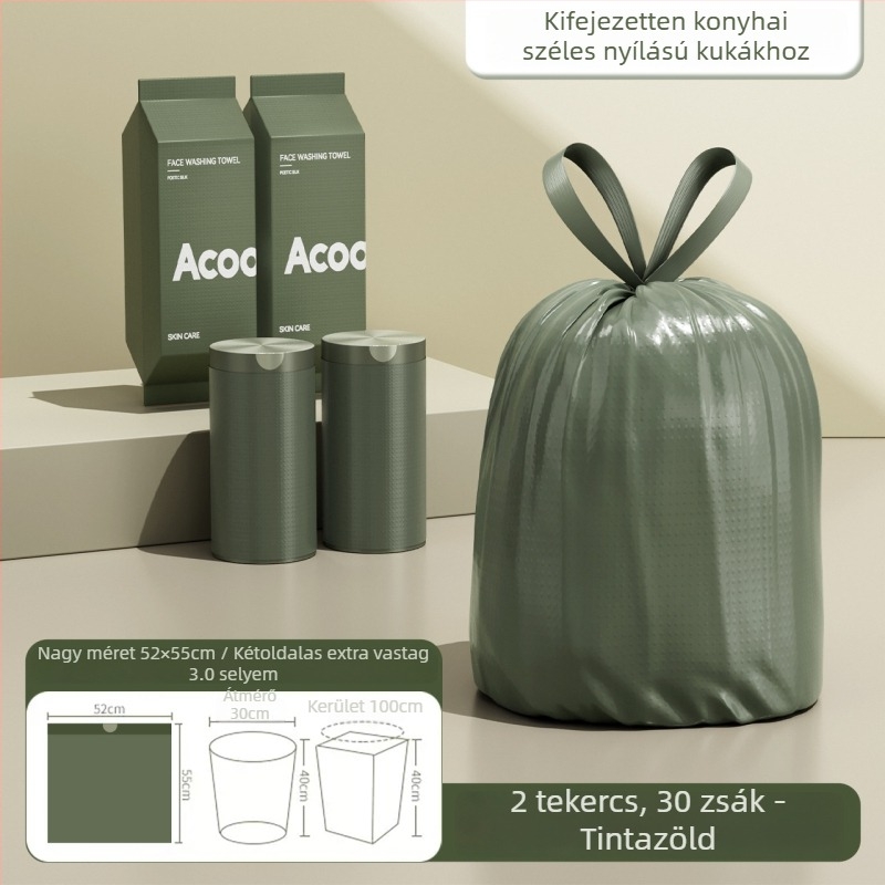 Konyhai szemeteszsák, nagy kapacitású, vastag, húzózsinórral