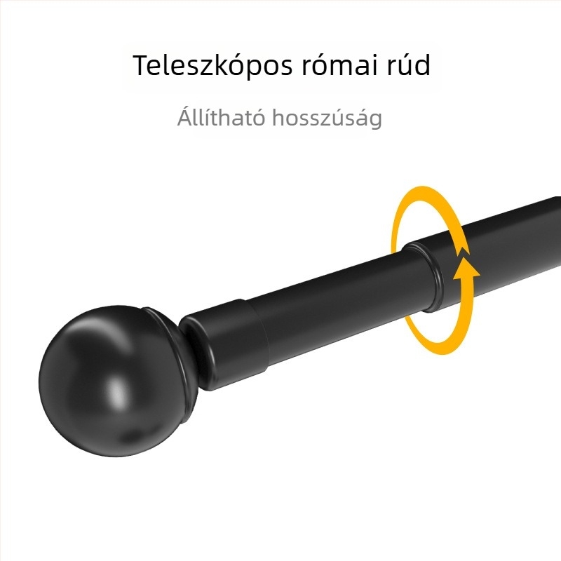 Teleszkópos római függönyrú, állítható tartóval, vasból, fekete