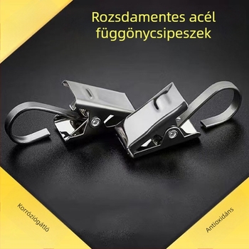Rozsdamentes acélból készült függönyklipsz horoggal, háztartási használatra