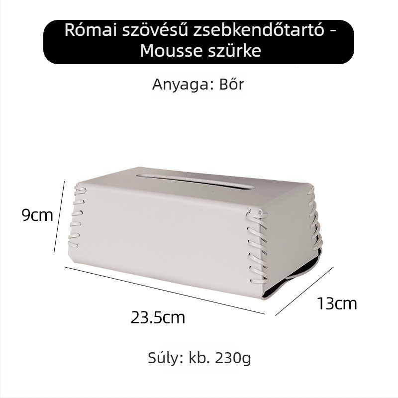 Bőr zsebkendőtartó asztalra — modern luxus dizájn, szőtt mintázat, 2025 modell