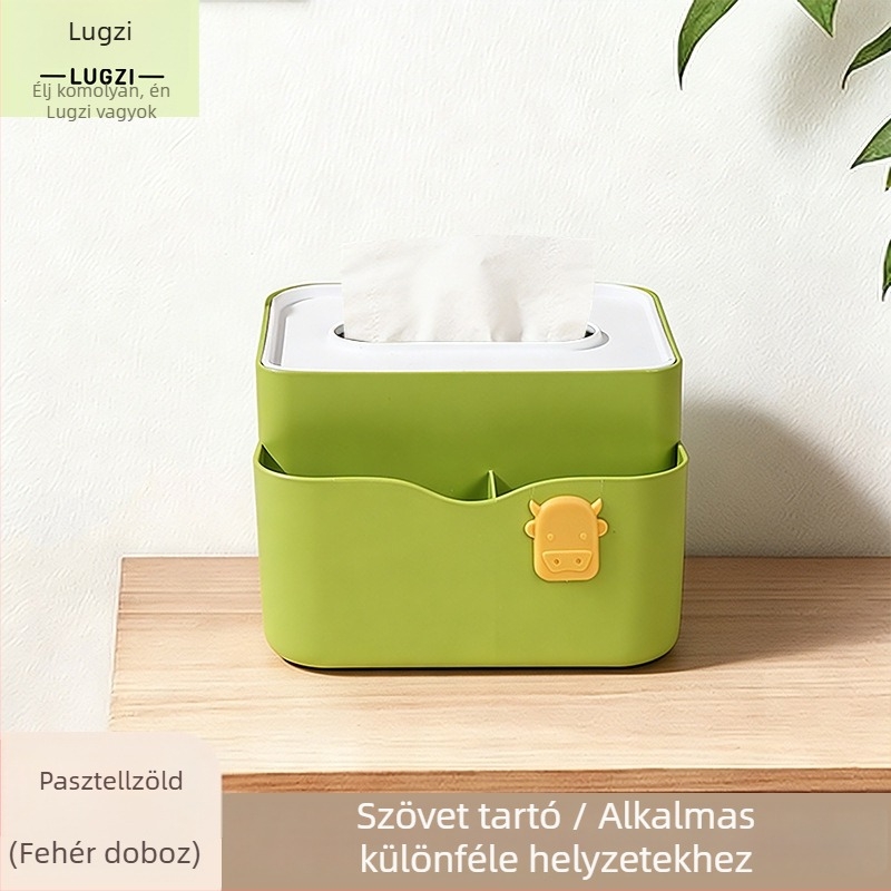 Többfunkciós papírtörlő doboz távirányító-tárolóval – modern minimalist stílusú kávézóasztalhoz illeszkedő kiegészítő