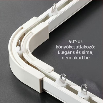 Függöny sínhez adapter, 90°-os sarok, ultra vékony egyenes sín belső nyílású ablakokhoz