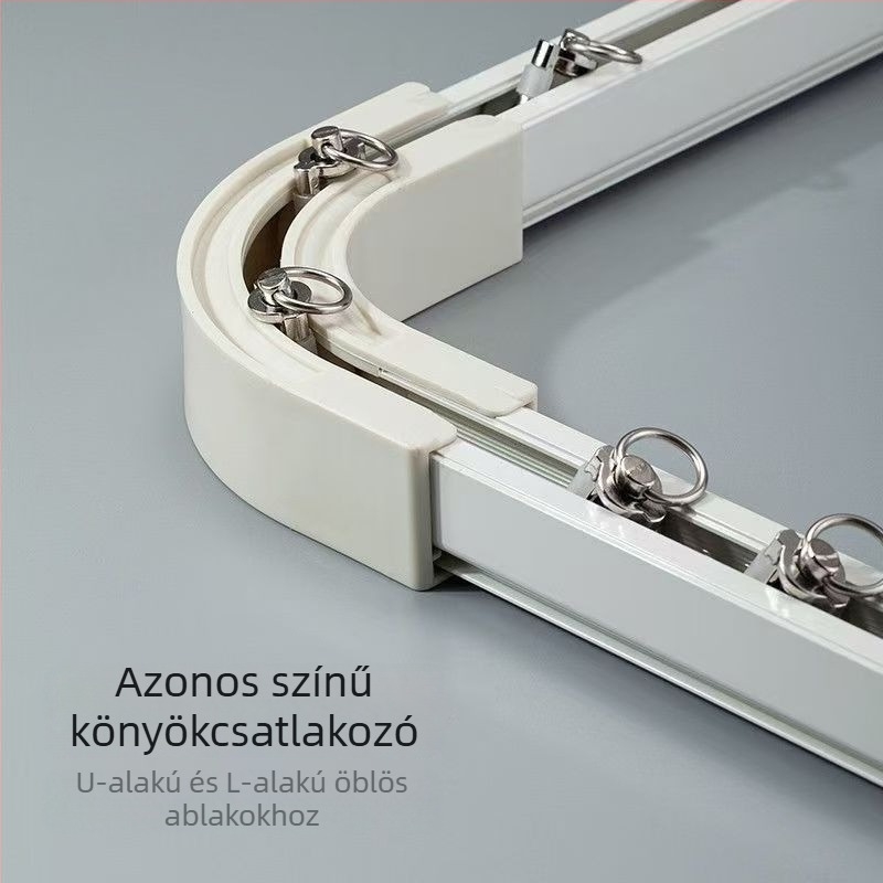 Függöny sínhez adapter, 90°-os sarok, ultra vékony egyenes sín belső nyílású ablakokhoz