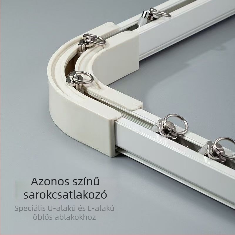 Függöny sínhez adapter, 90°-os sarok, ultra vékony egyenes sín belső nyílású ablakokhoz