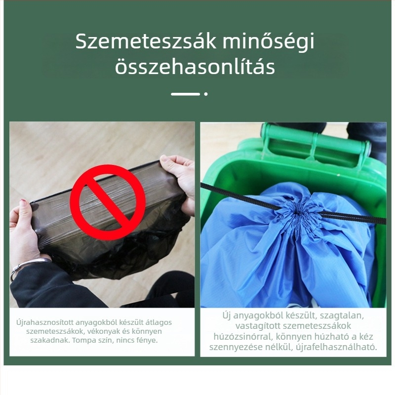 Oxford anyagú hulladéktasak újrahasznosítható hulladékhoz, veszélyes konyhai hulladékhoz, húzózsinóros kukaszsák