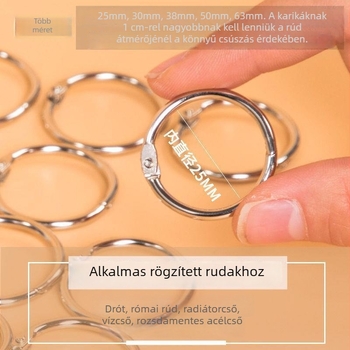 Nyitott függönygyűrű – fém akasztógyűrű kapoccsal