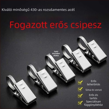 Vastagított rozsdamentes acél függönyklipsz, függönykiegészítők, háztartási akasztó kampóval és függönygyűrűvel