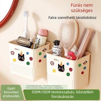 Fali fürdőszobai rendező fúrás nélkül, fogkefe, fogkrém és arctisztító tároló