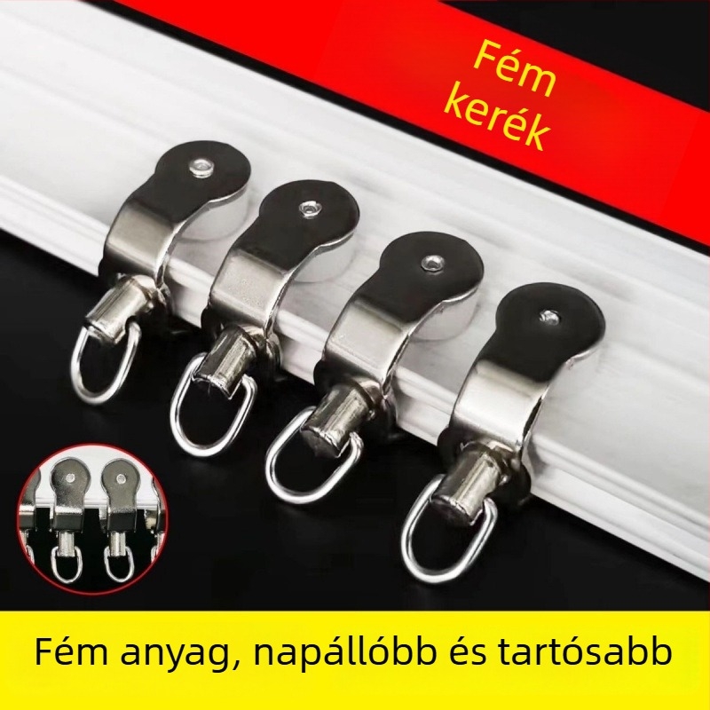Fém I-alakú függönycsatorna görgője, tartós, UV-álló, ívelt görgő golyós kerékkel, ablak kiegészítők