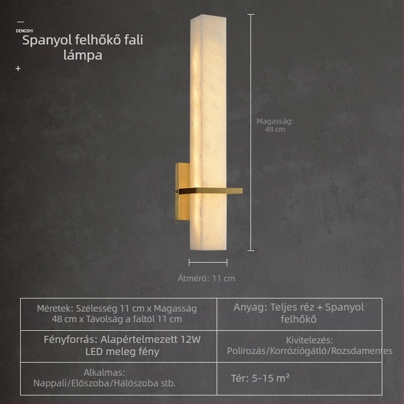 Teljesen réz falikar felhő-marmor mintával, nappali és hálószoba világítás – modern minimalist design