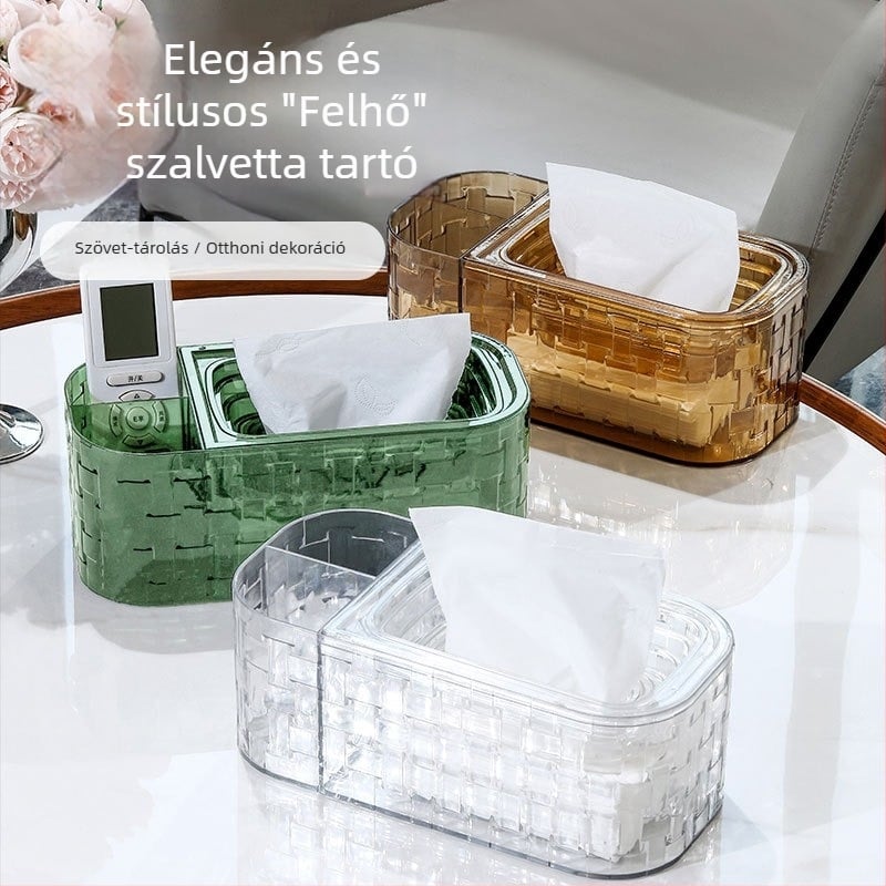 Könnyed luxus szövött zsebkendő-doboz, magas esztétikai értékkel — otthonra, nappaliba, dohányzóasztalhoz, asztali tároló, kreatív skandináv stílus