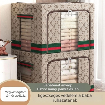 Jacquard mintás luxus tároló doboz gyerekszobába, szilárd acélkeret, két ajtós, Oxford anyag vastagabb, 50–60 L kapacitás