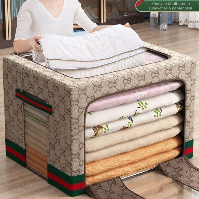 Jacquard mintás luxus tároló doboz gyerekszobába, szilárd acélkeret, két ajtós, Oxford anyag vastagabb, 50–60 L kapacitás