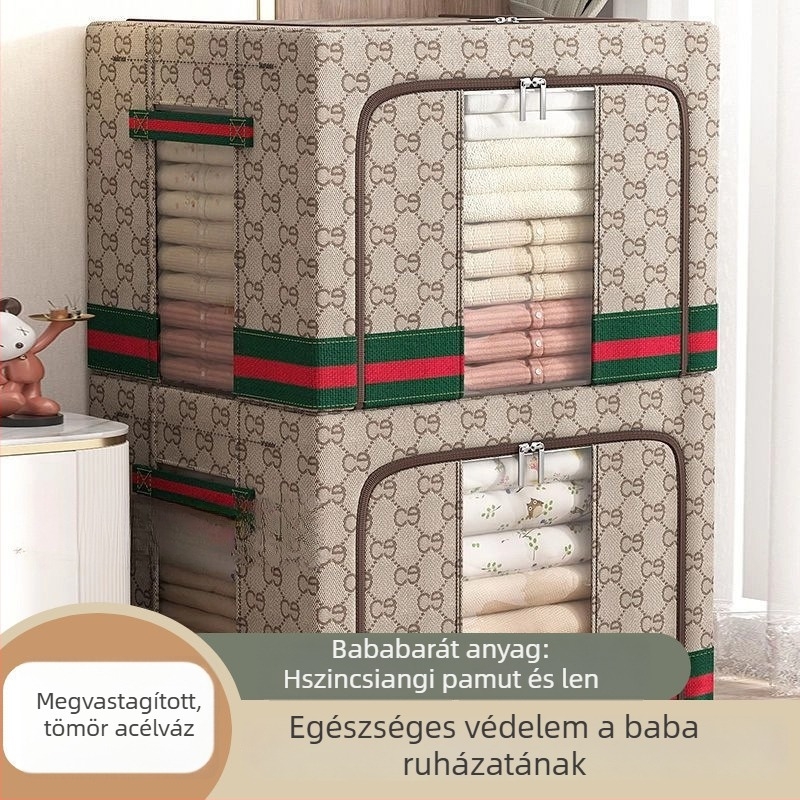 Jacquard mintás luxus tároló doboz gyerekszobába, szilárd acélkeret, két ajtós, Oxford anyag vastagabb, 50–60 L kapacitás