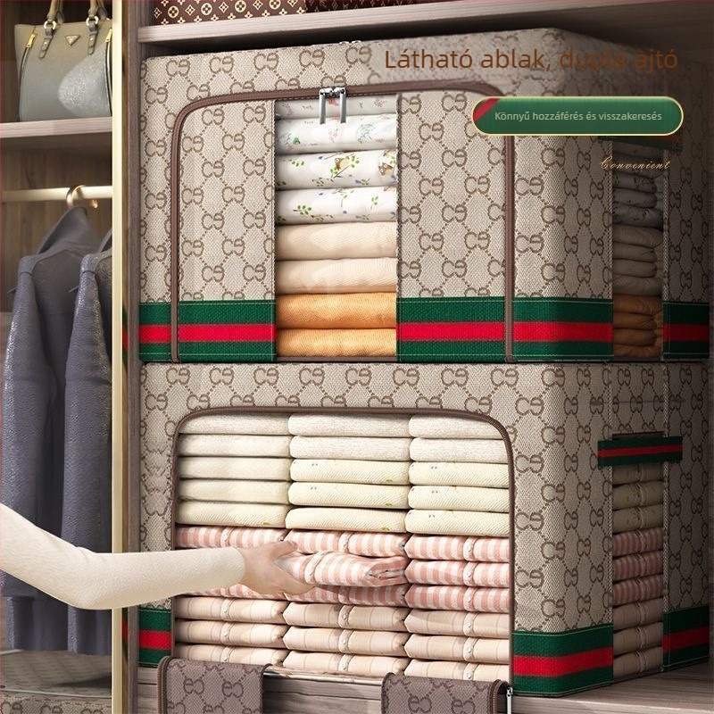 Jacquard mintás luxus tároló doboz gyerekszobába, szilárd acélkeret, két ajtós, Oxford anyag vastagabb, 50–60 L kapacitás