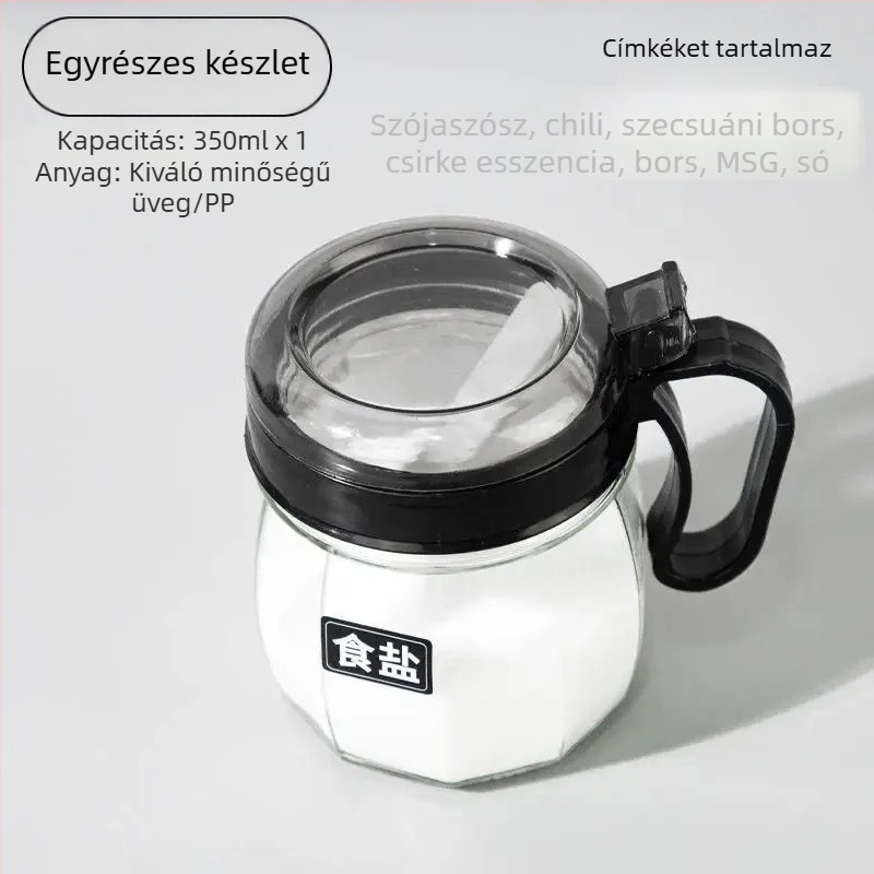 Ólommentes üveg fűszertartó készlet fedőkkel, konyhai tároláshoz