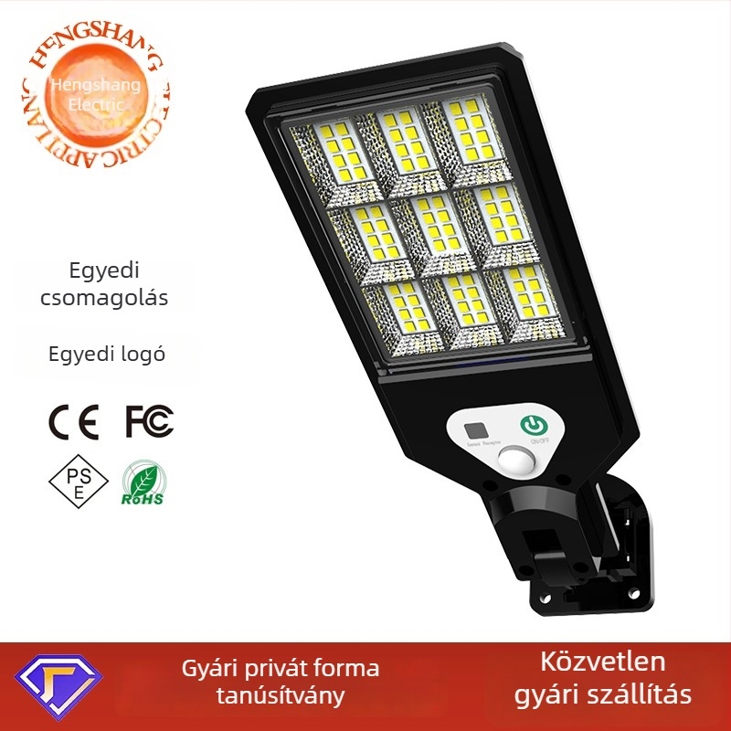 Napelemes kültéri falikar mozgásérzékelővel és távirányítóval — vízálló kerti falikar, LED, 6V, 3.69W, falra szerelhető