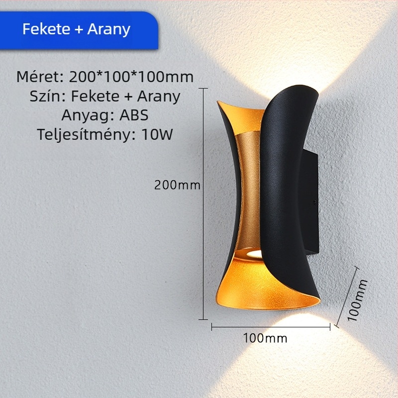 Kültéri, vízálló ABS műanyag falikar karcsú derekú dizájnnal, erkélyre és folyosóra.