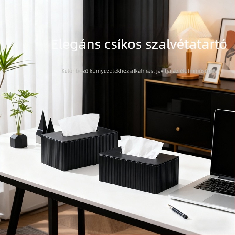 Bőrrel bevont téglalap alakú zsebkendőtartó nappalira és szállodába, elegáns luxus dizájn