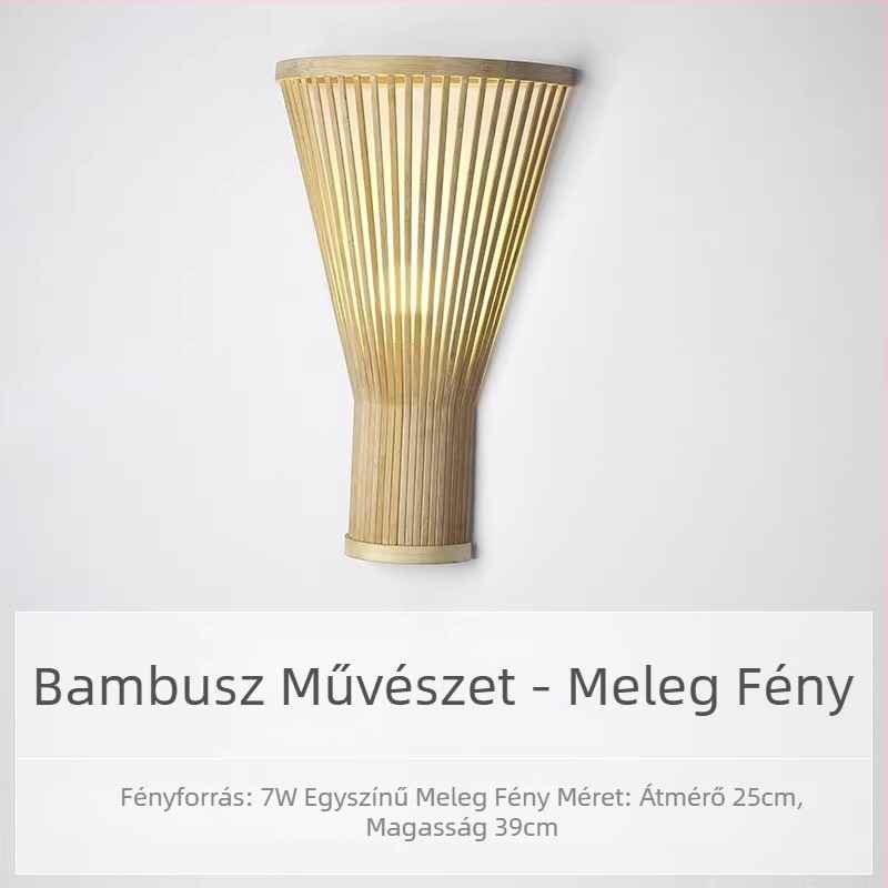 Használt falikar bambusz árnyékolóval, ideális előcsarnokba, nappaliba és hálószobába, teaházhoz és szállodák világítására.