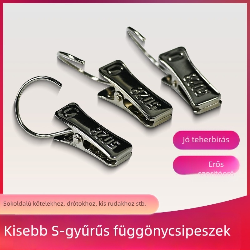 Függönyklipsz és horog készlet nyitott gyűrűkkel – fém gyűrűk zuhanyfüggönyhöz, kis clipok