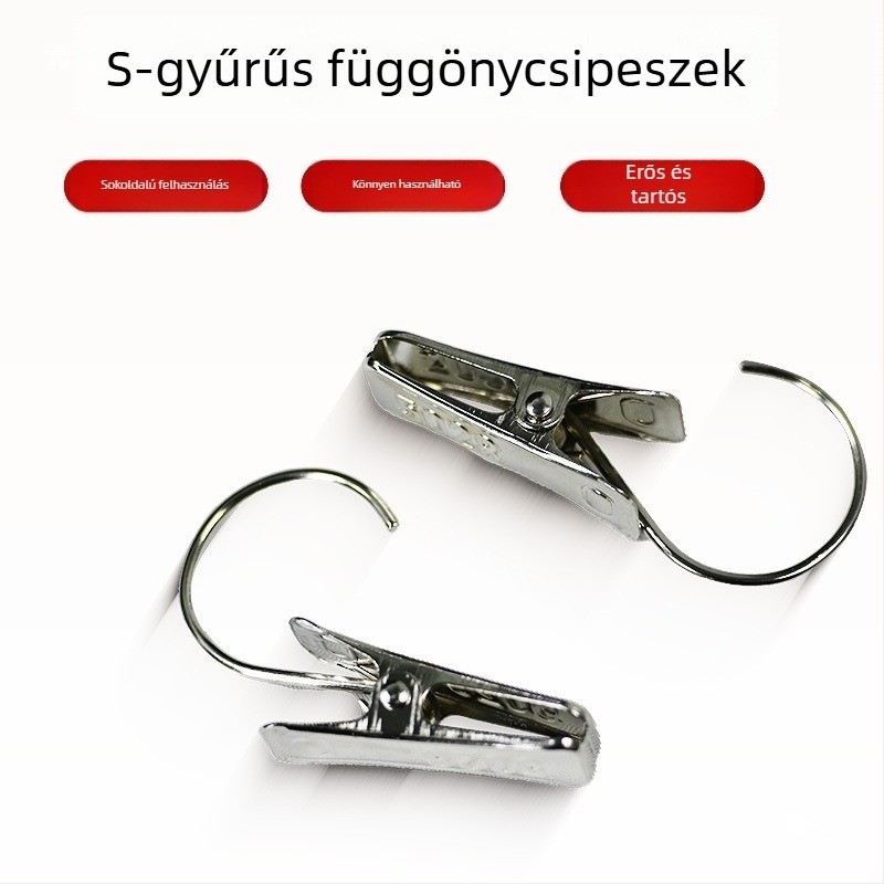 Függönyklipsz és horog készlet nyitott gyűrűkkel – fém gyűrűk zuhanyfüggönyhöz, kis clipok
