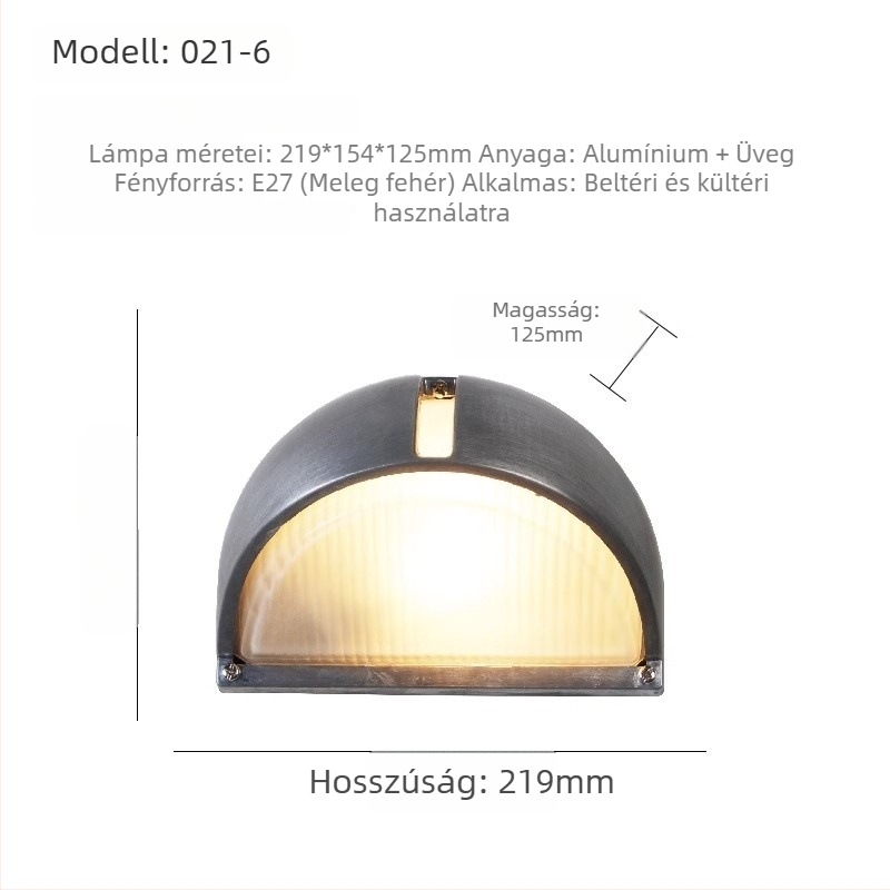 Kültéri vízálló LED falvilágítás, retro ipari stílus, udvarra, villa kerítésére, teraszra, külső falra, üveg gömb
