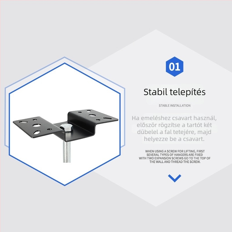 Erősített hangszóró-függesztő mennyezetre, menetes rúddal, KTV-hez — mennyezeti konzol és falra szerelhető tartó
