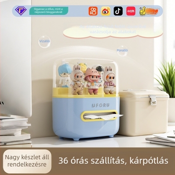 Asztali zsepitartó, elegáns dizájn, nagy kapacitás, nappaliba szánt multifunkcionális tároló, zárt és porálló, kétszintes