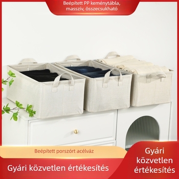 Összecsukható acélvázas textil tároló doboz, 26 L, 47×28×20 cm, fedél nélkül, stackable, japán stílusú egyszínű