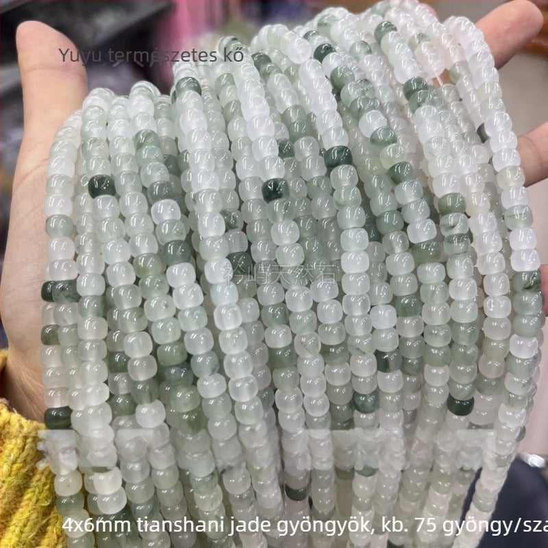 Természetes jégjade abakusz gyöngyök, Tian Shan jade DIY ékszerekhez, spacer gyöngyök 8 mm, kerek, félkész