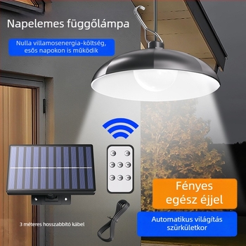 Időzítővel ellátott napelemes lámpa belső udvarra, atmoszférikus kemping világítás, vízálló LED fali- és függőlámpa