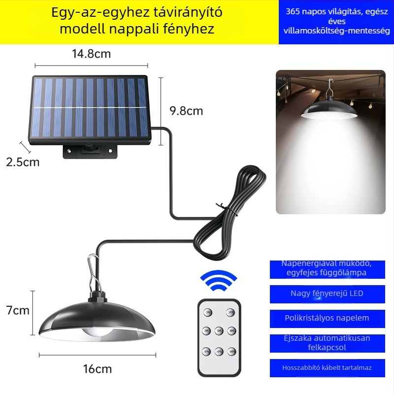Időzítővel ellátott napelemes lámpa belső udvarra, atmoszférikus kemping világítás, vízálló LED fali- és függőlámpa