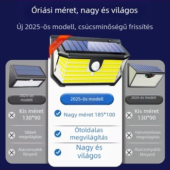 Napelemes mozgásérzékelős kültéri falikar villákhoz és kertekhez, IP65 vízálló LED lámpa hosszú élettartammal