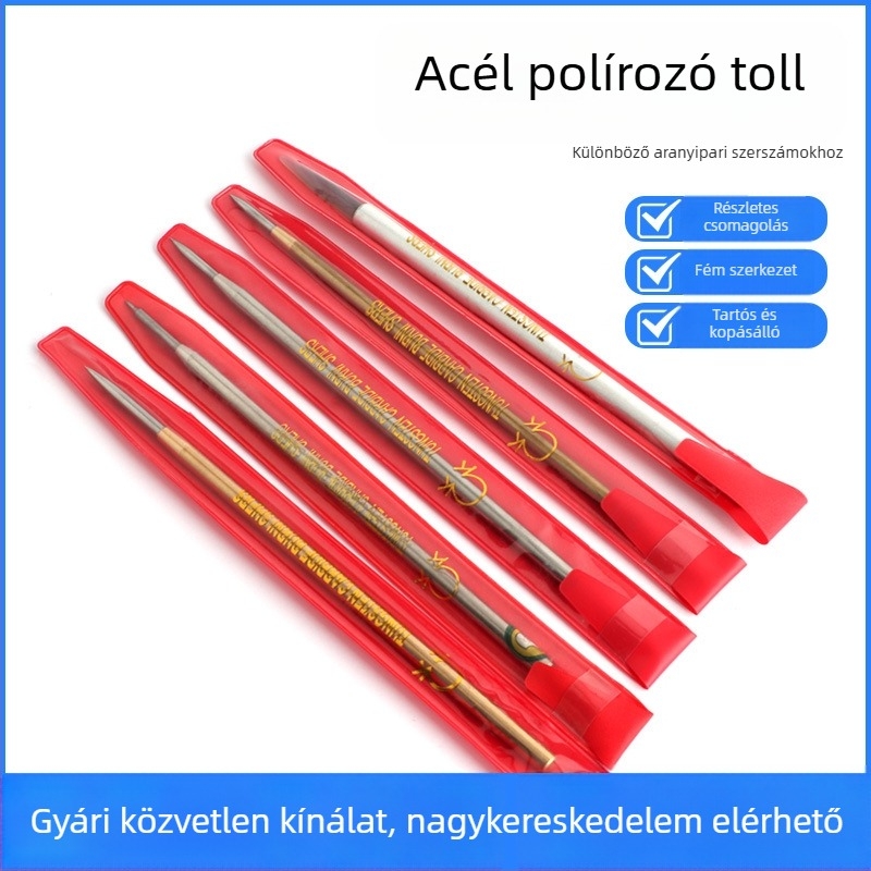 Volfránium acél sík polírozó toll, dupla végű polírozó kés ékszerekhez – arany, ezüst és réz karkötők, gyűrűk.