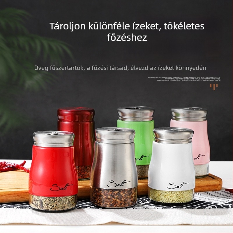 Üvegből készült fűszeres tároló só, kömény és bors számára – barbecue éttermekhez
