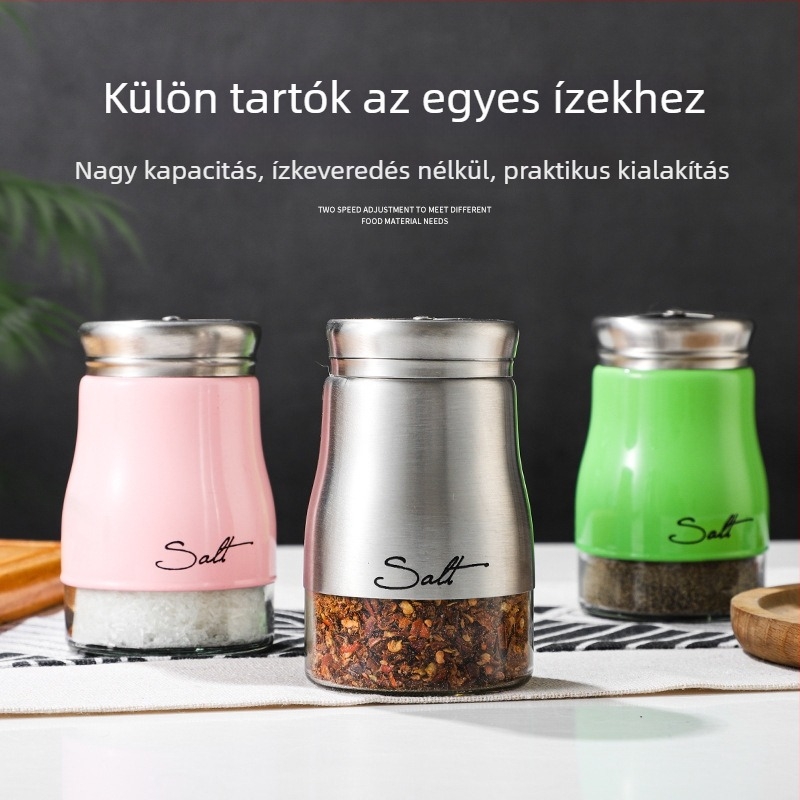 Üvegből készült fűszeres tároló só, kömény és bors számára – barbecue éttermekhez