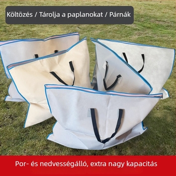Nagy kapacitású ruhák és ágynemű tároló táska, nedvességálló utazótáska cipzárral, hordozható