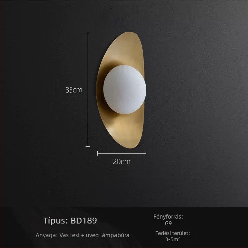 Nordic modern minimalist falikar üveg árnyékkal a nappaliba, hálószobába az ágy mellé, dolgozószobába és a folyosóra
