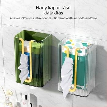Falra szerelhető átlátszó akril papírzsepi doboz, nagy, többfunkciós, luxusfehér