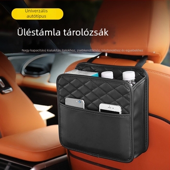 Bőr autócsomagtartó tároló táska és hátsó ülés mögötti tároló doboz, akasztós kialakítás, logónyomás elérhető