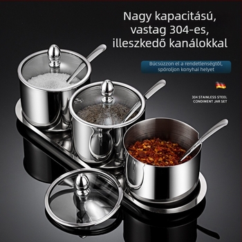Német stílusú fűszertartó készlet 304 rozsdamentes acélból – áttetsző edények sóhoz és cukorhoz, otthoni konyhához