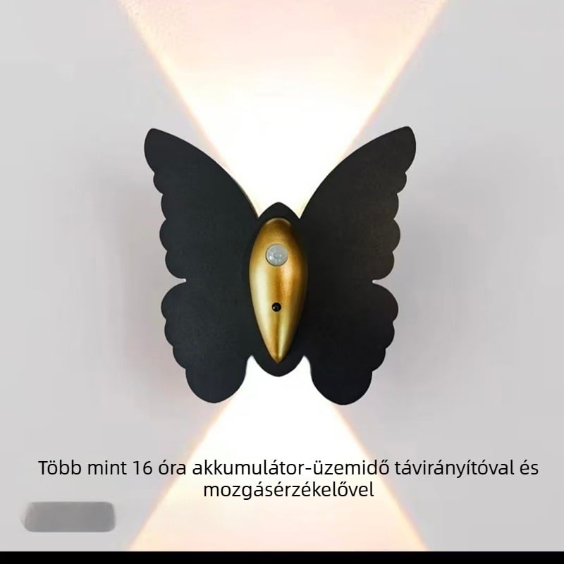 Lepke alakú falikar mozgásérzékelővel, vezeték nélküli mágneses LED, újratölthető