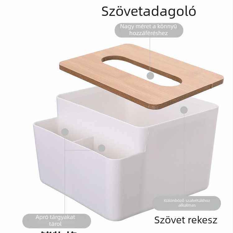Japán stílusú minimalist papírzsepi-doboz fedéllel, asztalhoz, otthonhoz és az autóhoz — logóval.