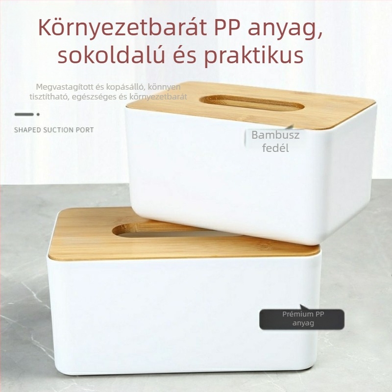 Japán stílusú minimalist papírzsepi-doboz fedéllel, asztalhoz, otthonhoz és az autóhoz — logóval.