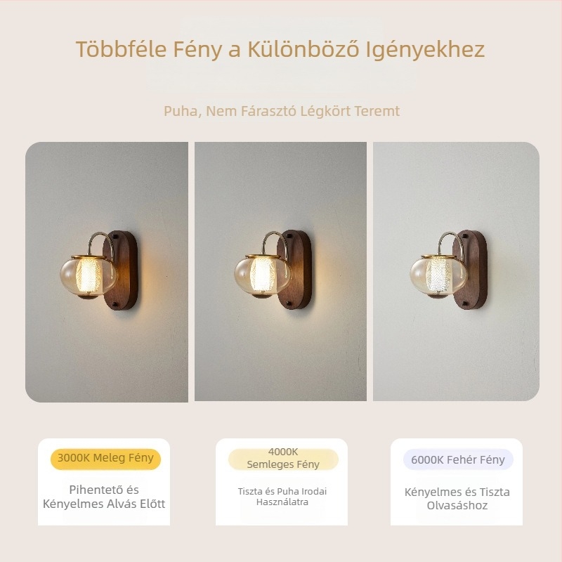 Retro egyszerű falikar skandináv stílusban, hálószoba, nappali és előszoba