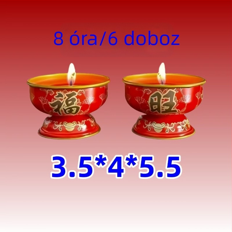 Vajlámpa gyertya fém tartóval, 8 órás, füstmentes és illatmentes, otthoni templomhoz