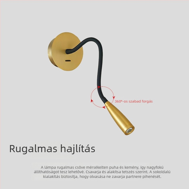 LED olvasó falikar felületre szerelt, hálószoba és nappali számára, nordic stílus, prémium érzet