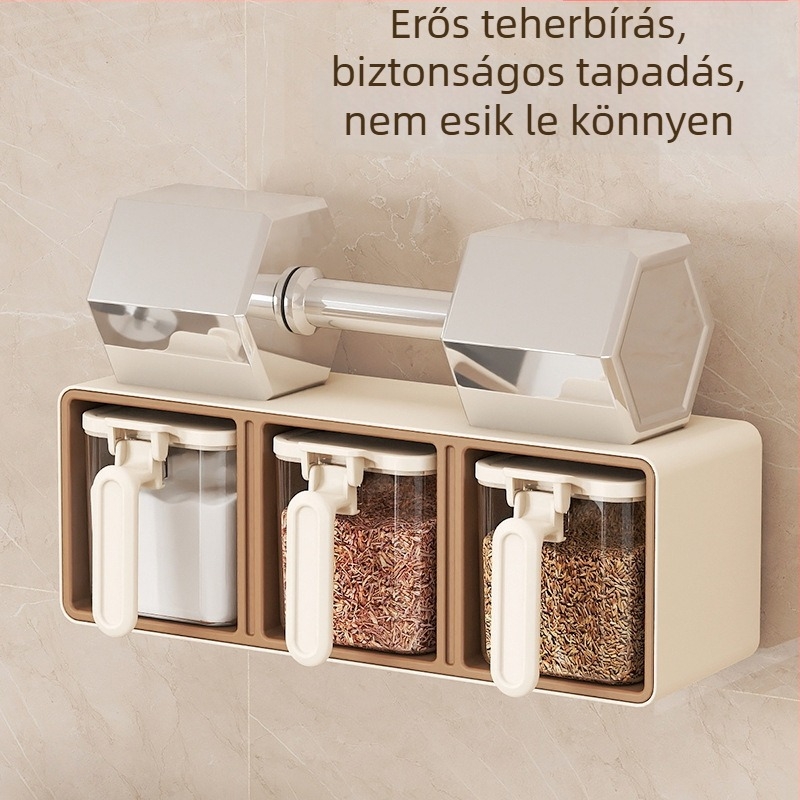 Fali fűszertartó doboz konyhai szervező fiók-szerű üvegekkel