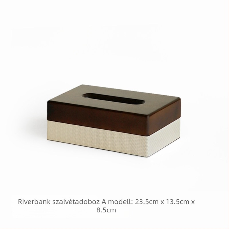 Diófából készült papírzsebkendő tartó, modern minimalist stílus, retro asztali dekoráció